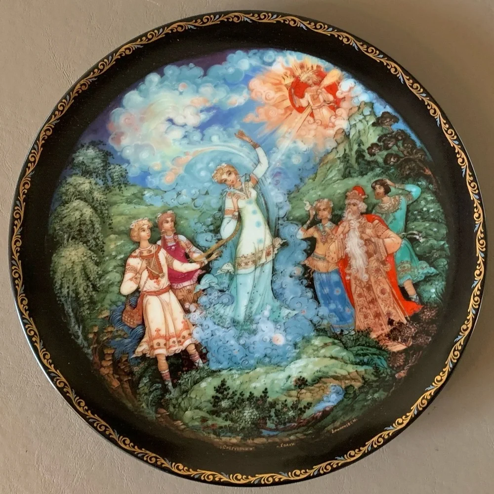 Love's Finale - Snowmaiden Russian Porcelain Plate(1990) Kholuy Art Studios. - Picture 7 of 13